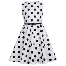 Kate Kasin Kinder Audrey &#39;Vintage Divinity 50&#39;s Kleid Baumwolle Weiß Kleid mit großen schwarzen Punkte Mädchen Vintage Kleid KK000250-20